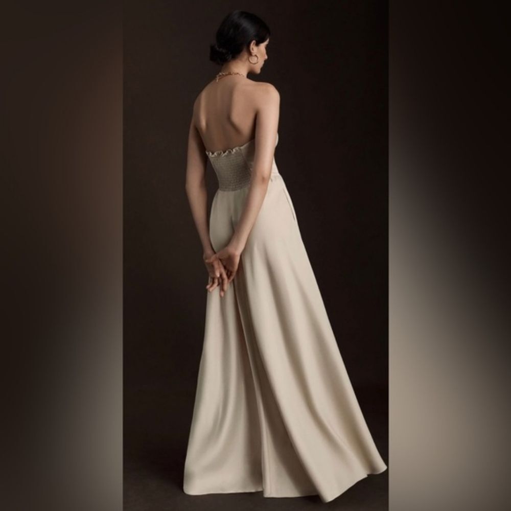 BHLDN Elsie Straight-Neck Satin A-Line Gown NWT Sz 2 - Picture 3 of 11